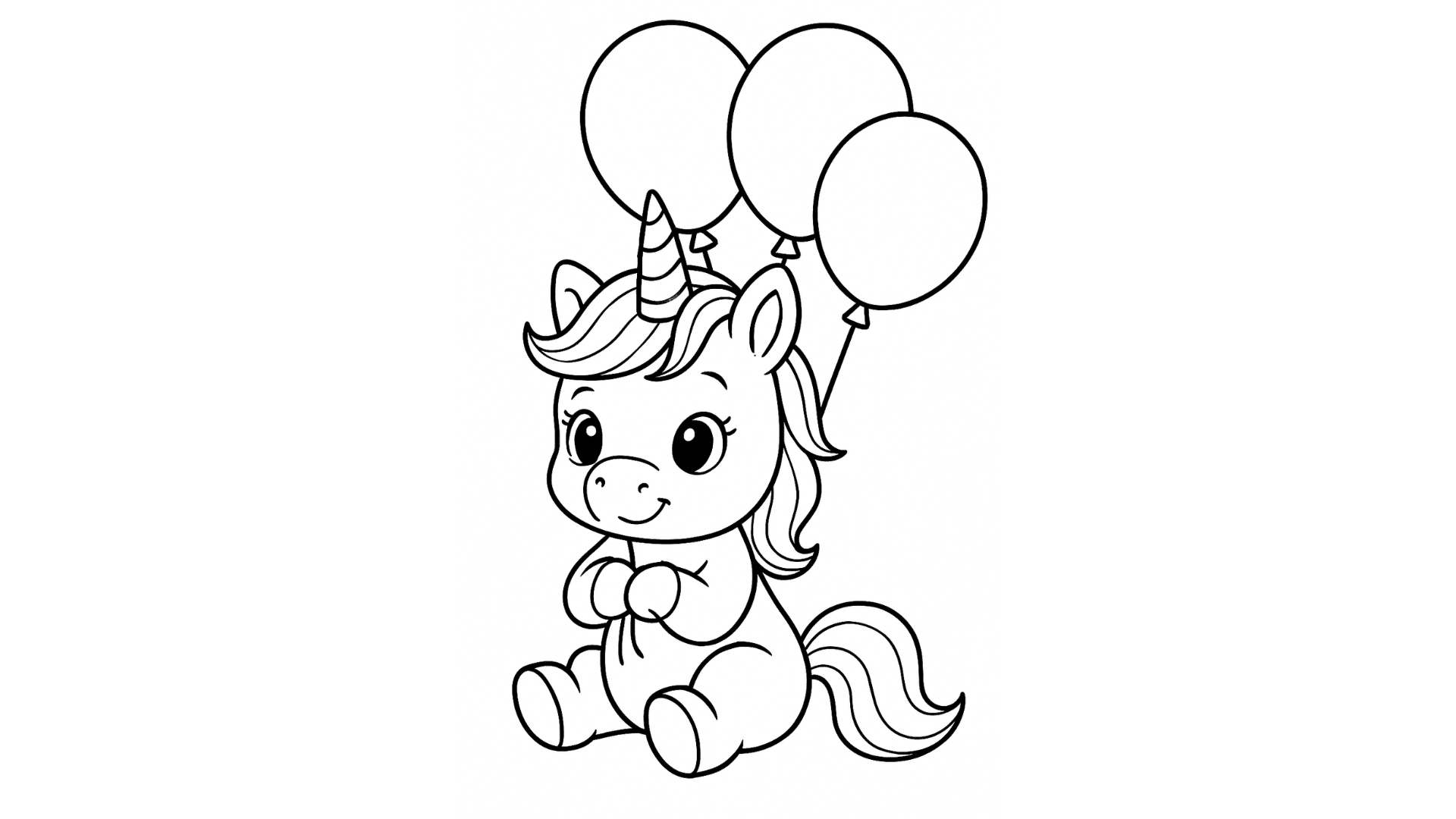 Baby Unicorn with Balloons