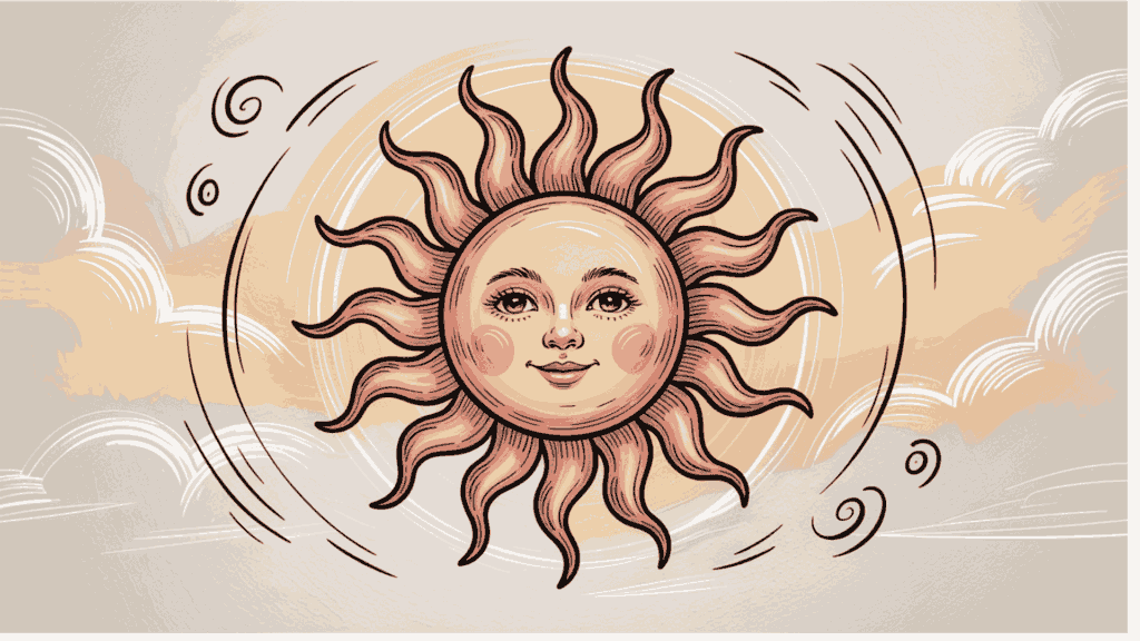 Digital Swirly Spiral Sun