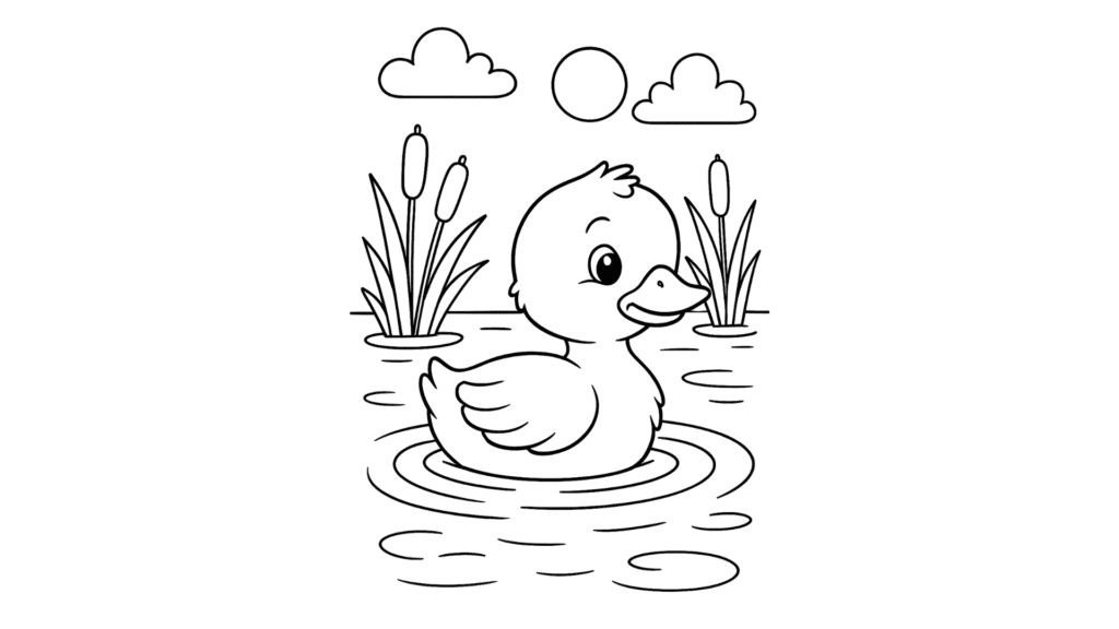 Duckling in a Pond