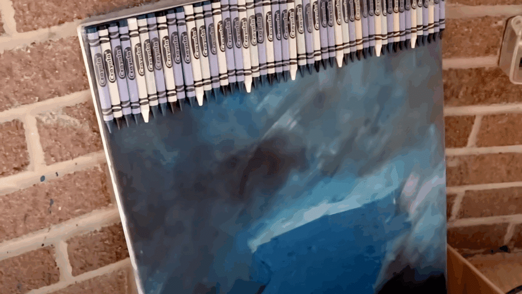 Glue down your crayons