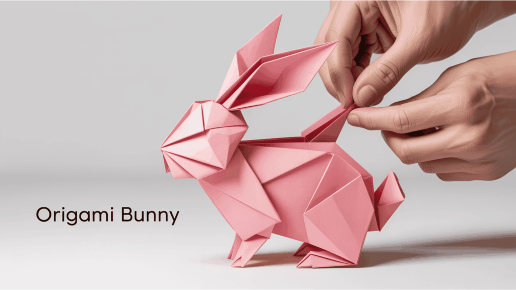 ChatGPT said:

Hands separating four paper layers and executing squash fold on both sides simultaneously, creating symmetrical dimensional diamond shapes. Split-screen or dual view showing both sides being completed