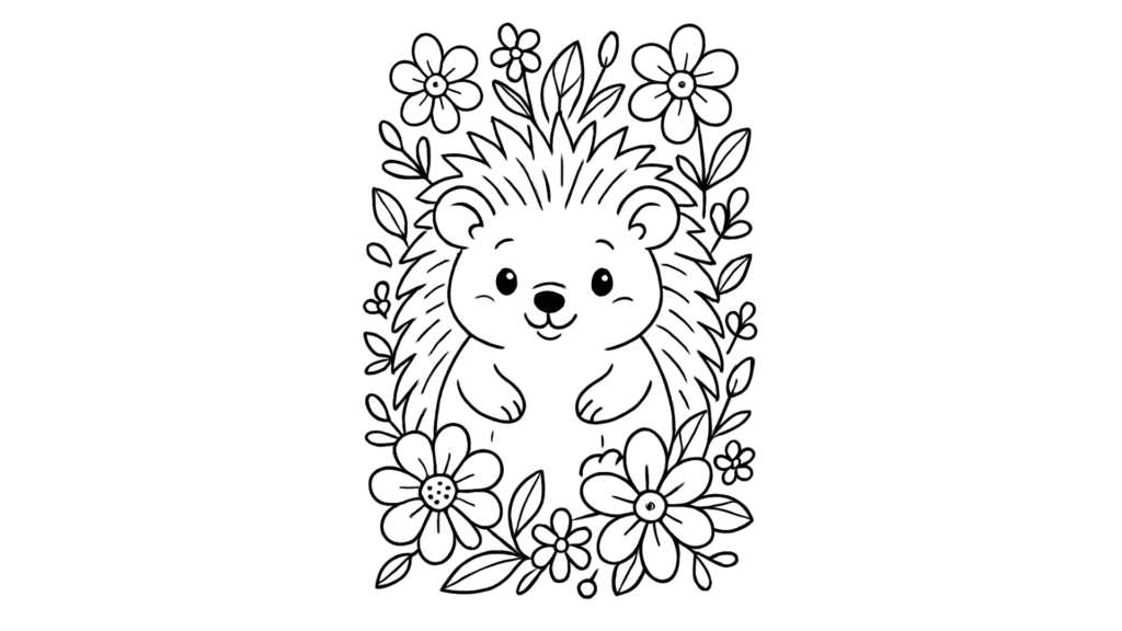 Hedgehog with Flowers