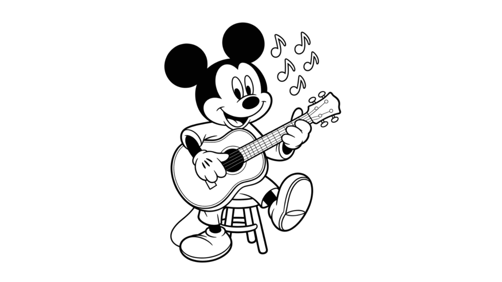 Mickey Playing the Guitar