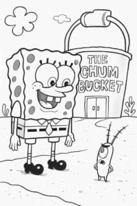 SpongeBob and Plankton at the Chum Bucket