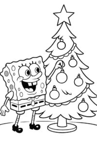 SpongeBob Decorating a Christmas Tree