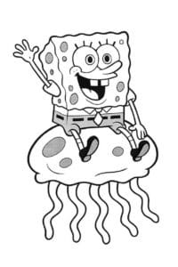 SpongeBob Riding a Jellyfish