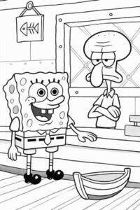 SpongeBob and Squidward at the Krusty Krap