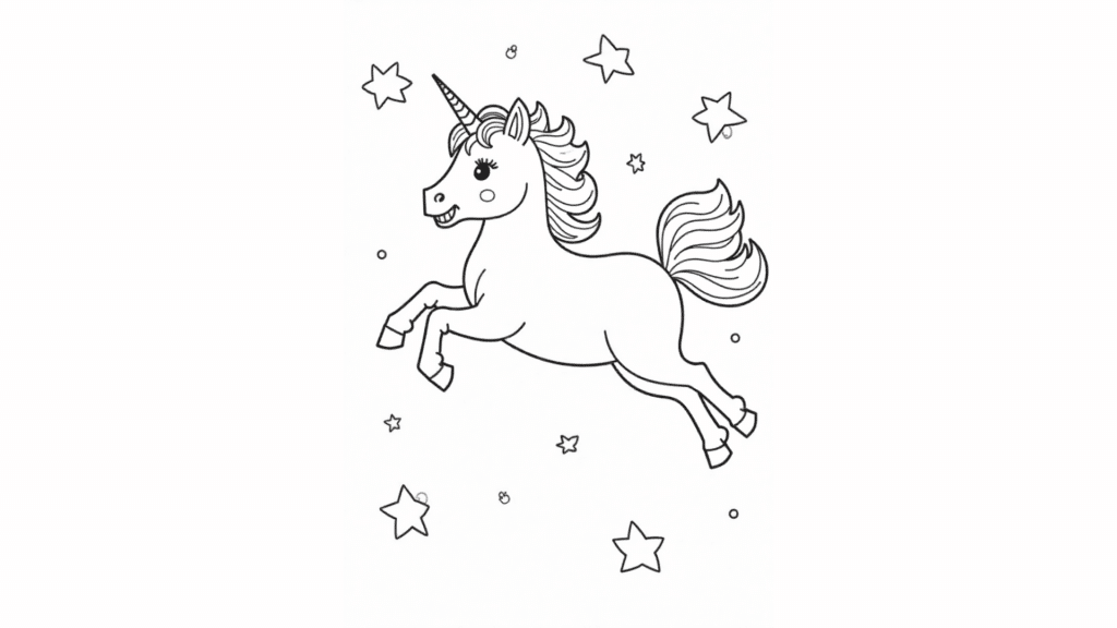 Unicorn Jumping Over Stars