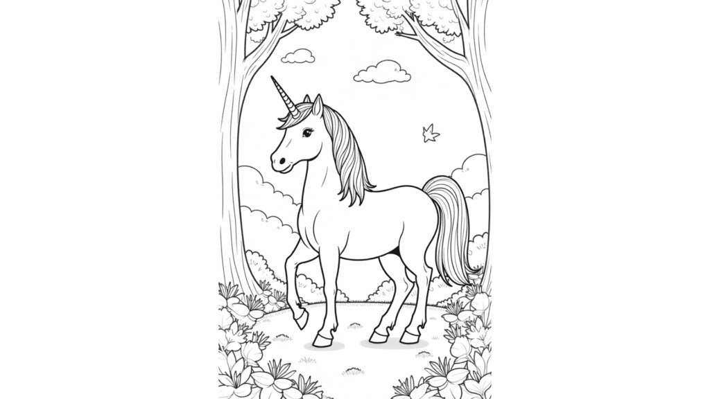 Unicorn in a Magical Forest