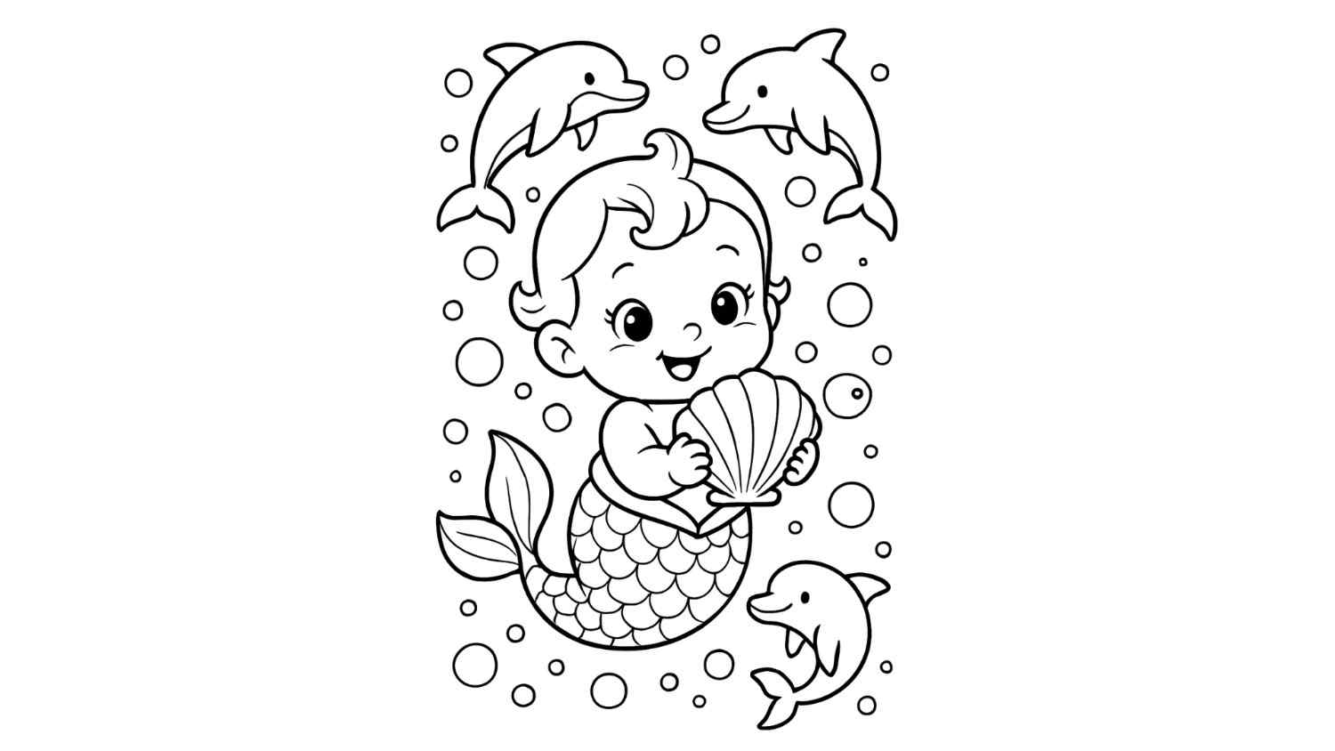 Baby Mermaid with a Seashell