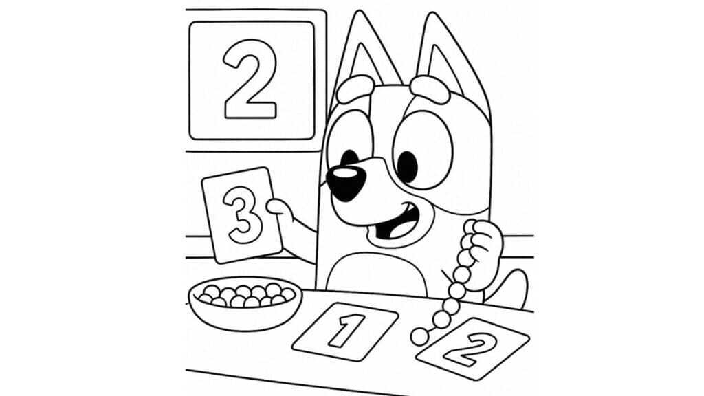 bluey family coloring pages bingo practicing number