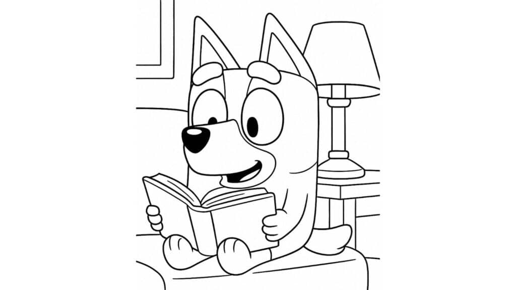 bluey family coloring pages bluey reading a boo