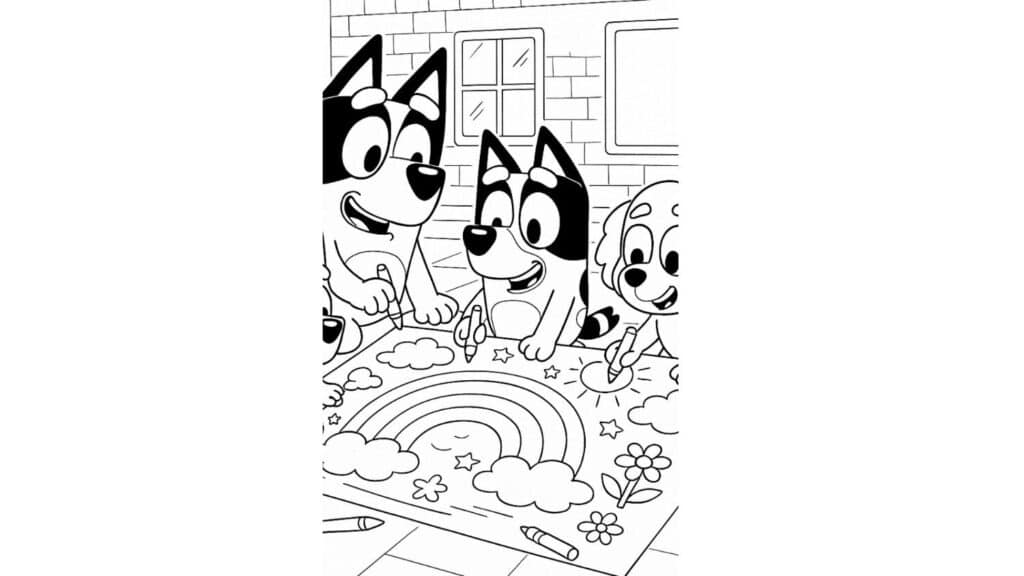 bluey family coloring pages classroom group coloring page