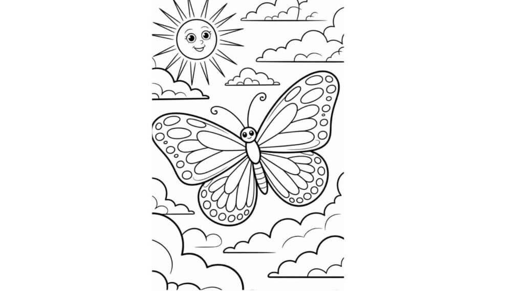 Butterfly with Sun and Clouds