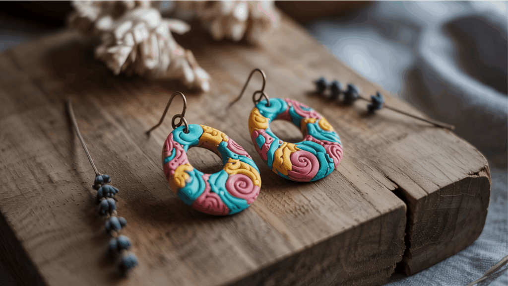 colorful clay earrings