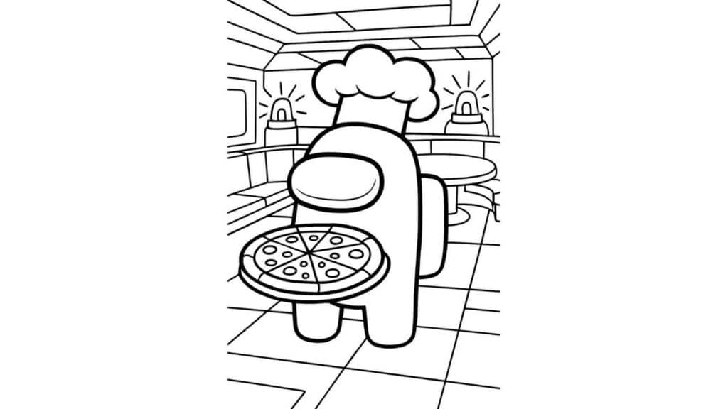 Crewmate in a Chef's Hat Holding Pizza