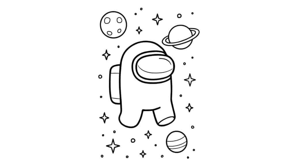 Crewmate in Astronaut Helmet Floating in Space