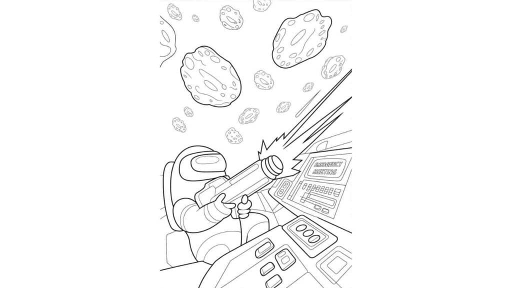 Crewmate Shooting Asteroids with Weapons