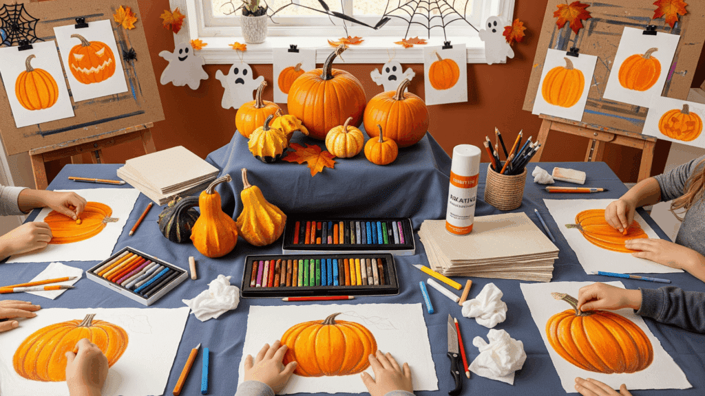halloween art chalk pastel pumpkin studies