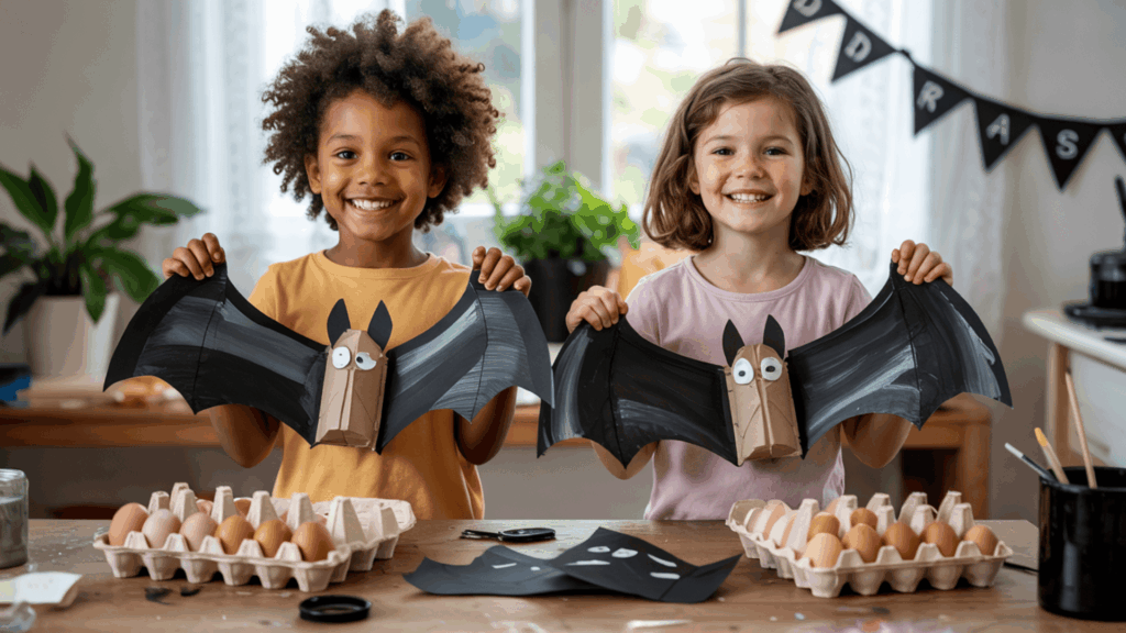 halloween art egg carton bat wings