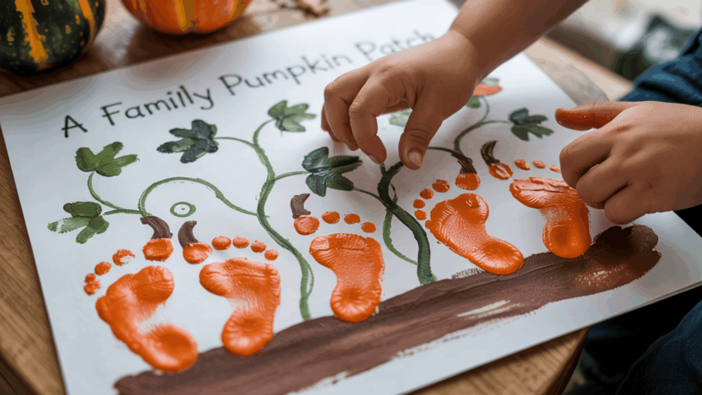 halloween art footprint pumpkin patch
