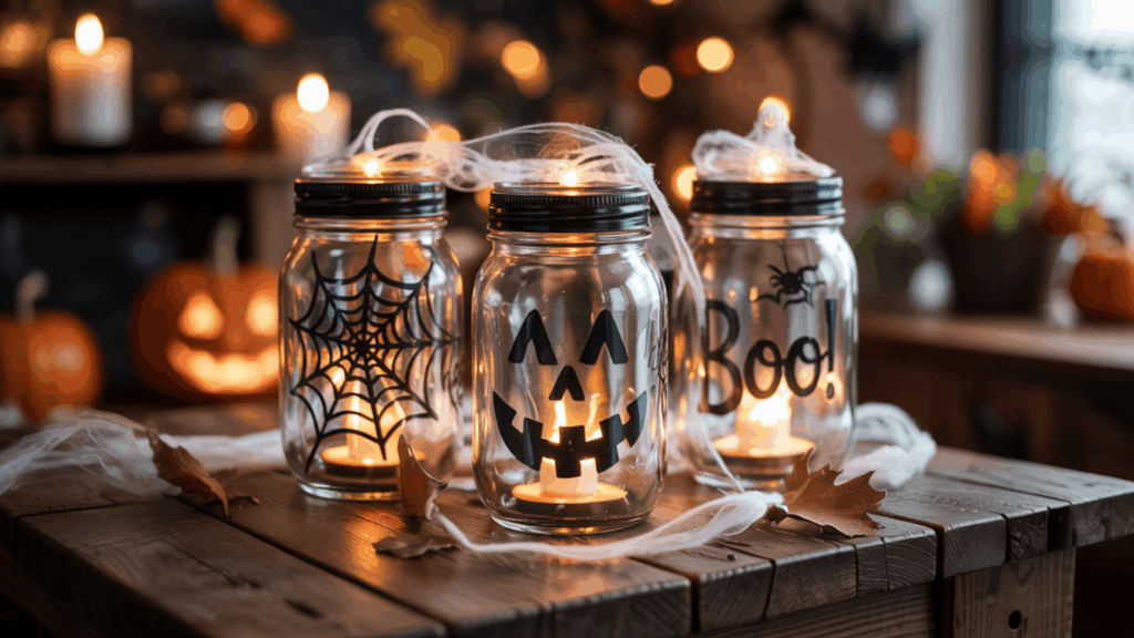 halloween art halloween mason jar luminaries