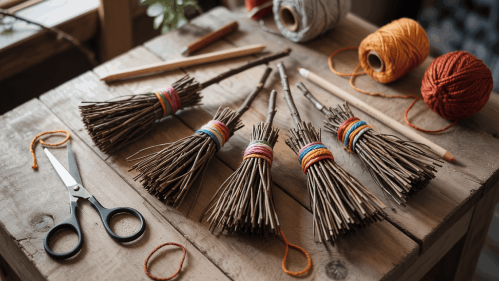 Halloween art mini witch’s broom crafting