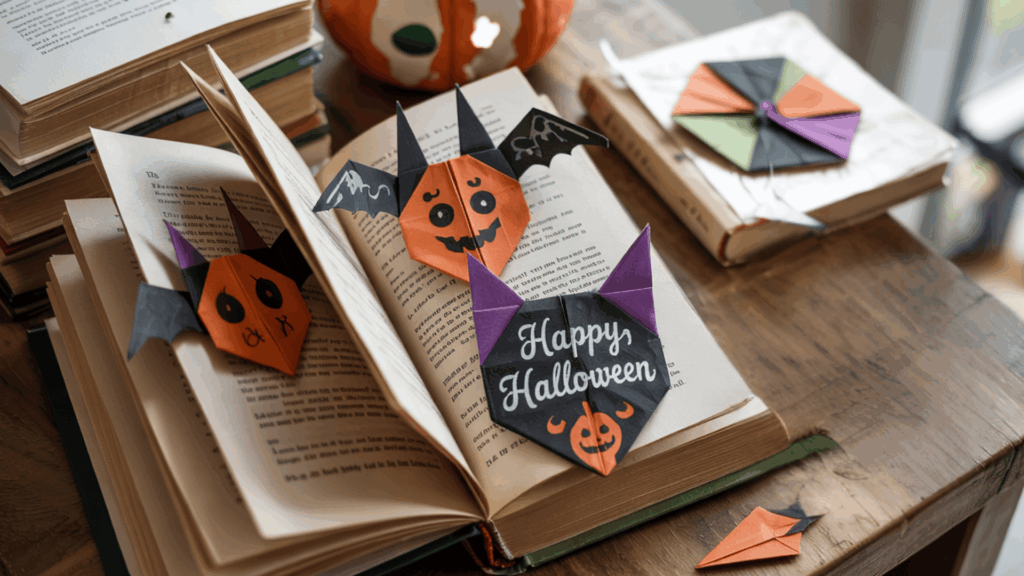 halloween art origami halloween bookmarks