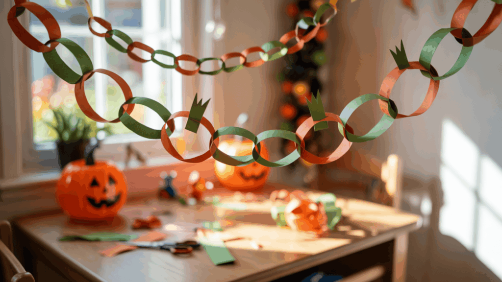 halloween art paper chain pumpkin garland