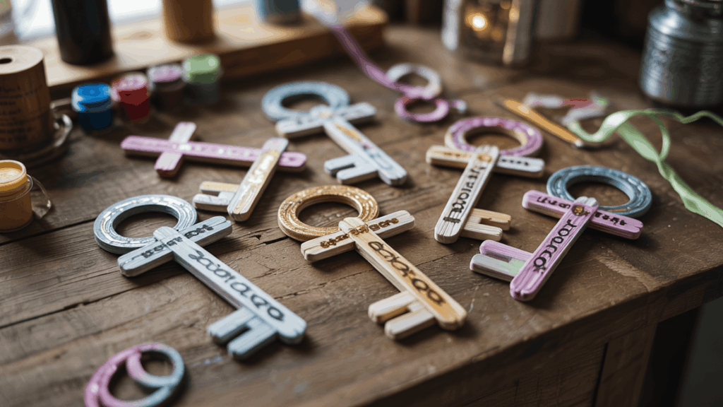 Halloween art popsicle stick skeleton keys