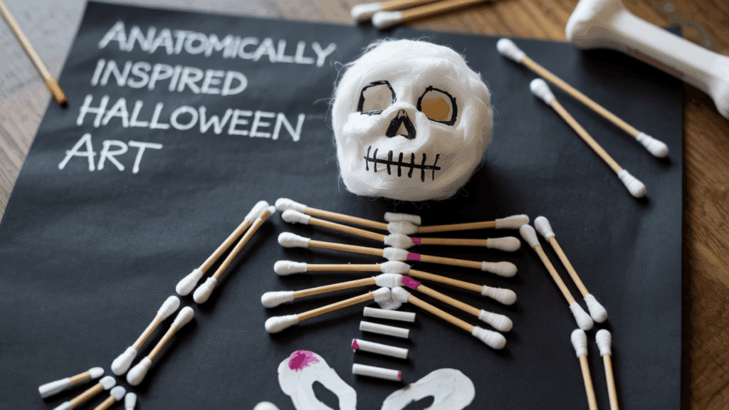 halloween art q tip skeleton art