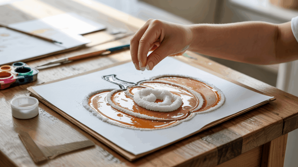 halloween art salt painting pumpkins