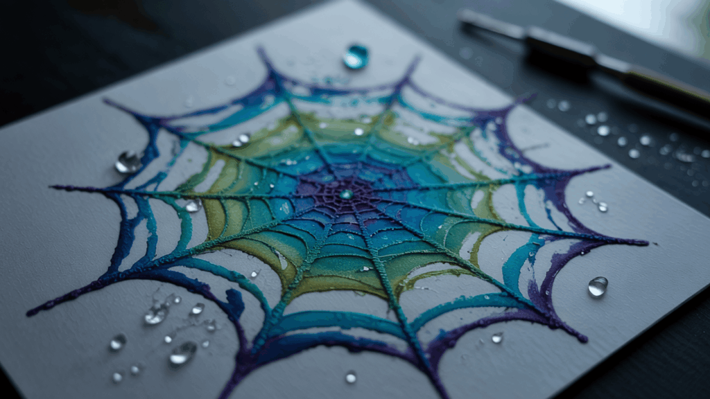 halloween art spider web resist painting