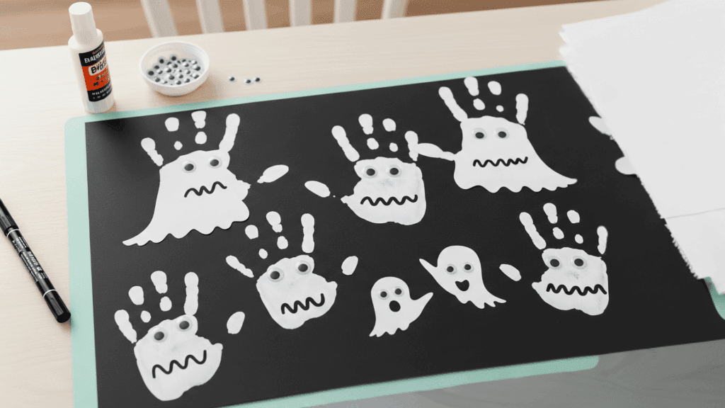 halloween art spooky handprint ghosts