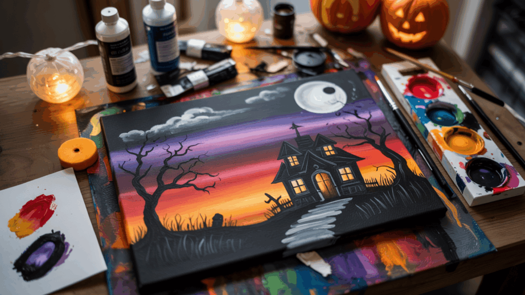 halloween art spooky silhouette landscapes