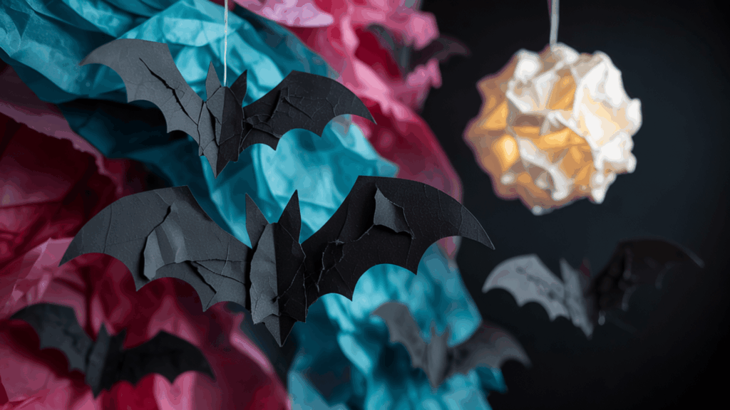 halloween art torn paper bat collages