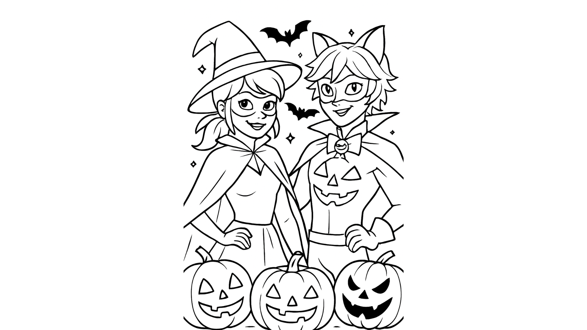 Halloween-Themed Ladybug and Cat Noir