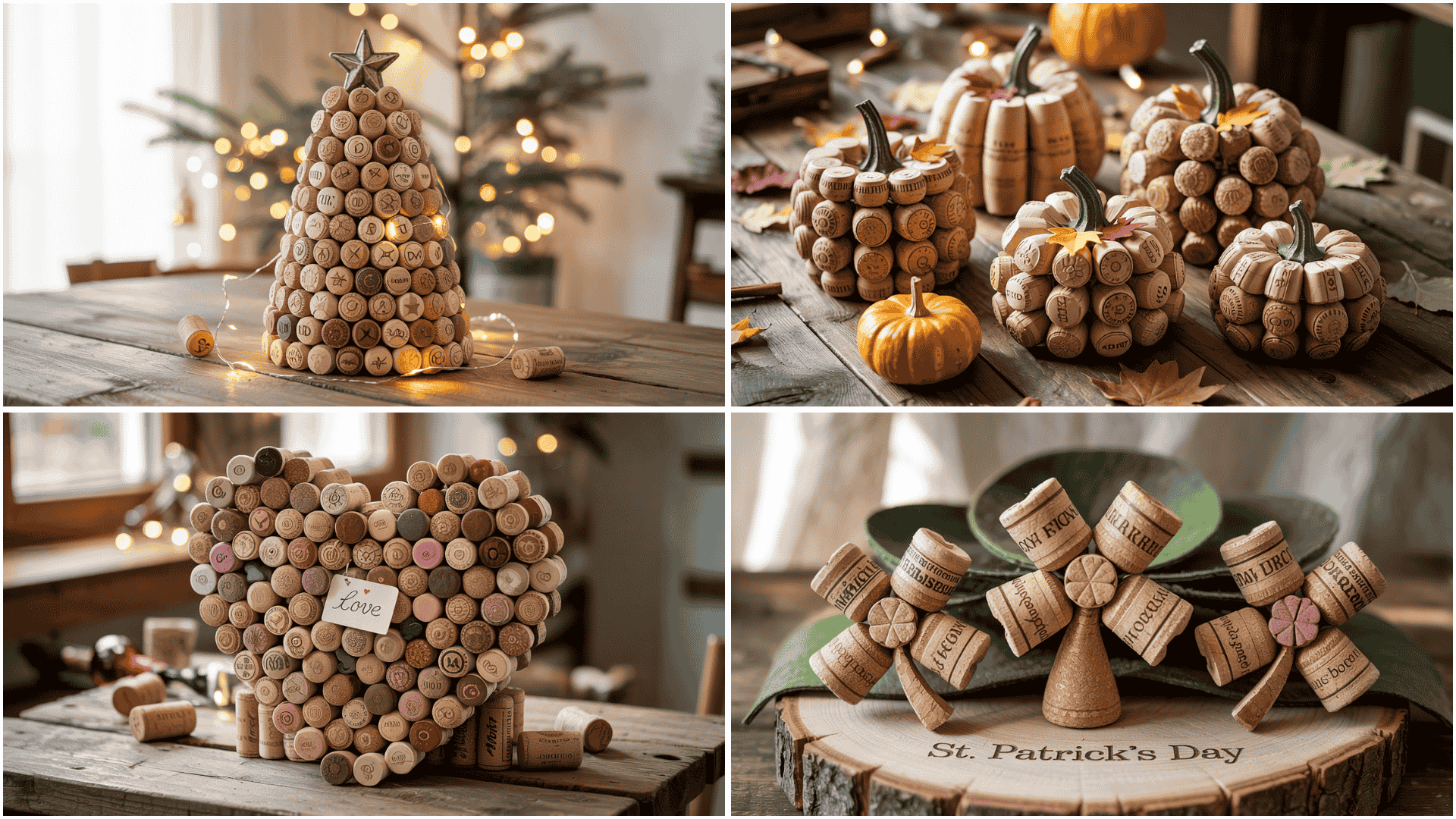 Holiday and Seasonal Wine Cork Art Ideas