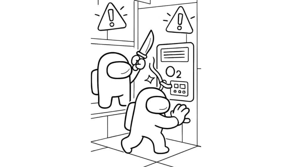 Impostor Chasing a Crewmate with a Knife