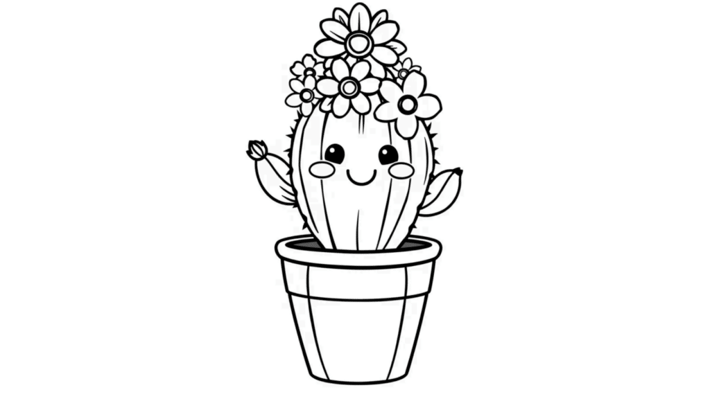 Cactus with face and flowers