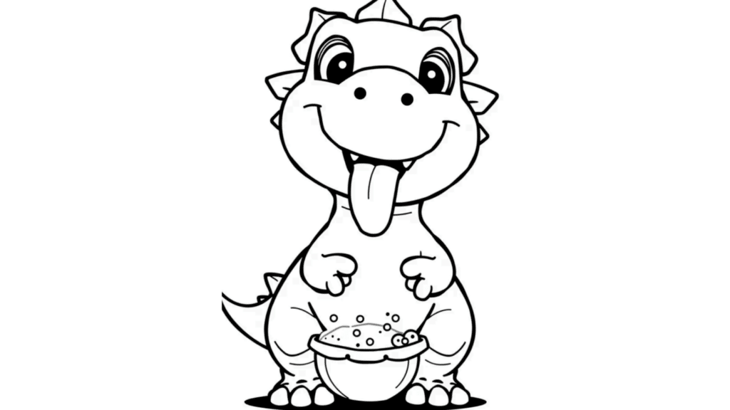 Kawaii Dinosaur snacking