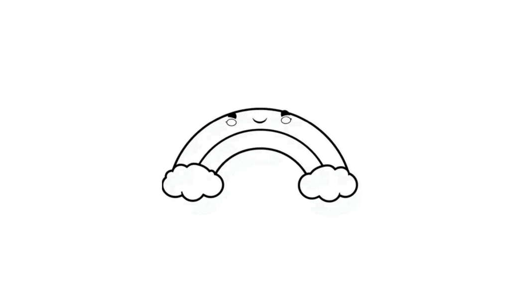 Pastel Rainbow with Happy Clouds<