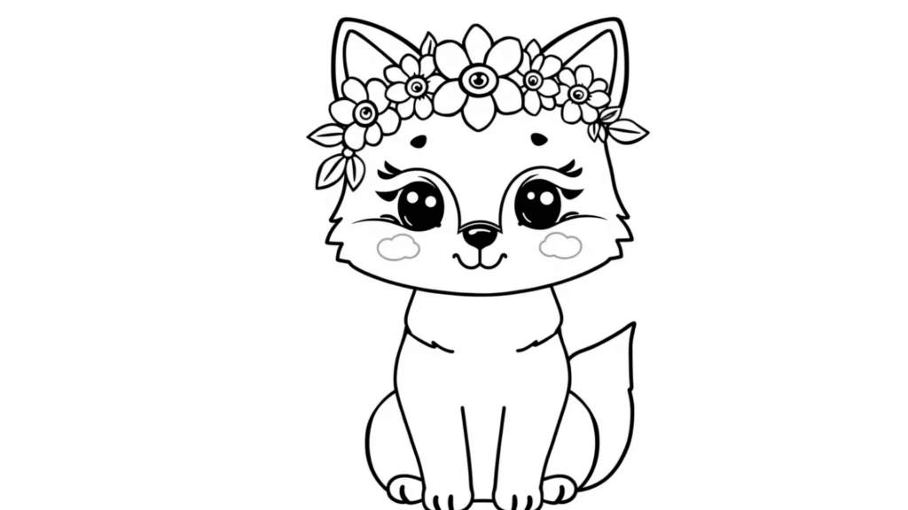 Playful Fox with a Flower Crown