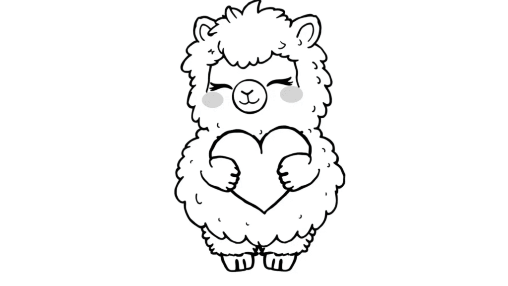 Sleepy Alpaca Hugging a Heart