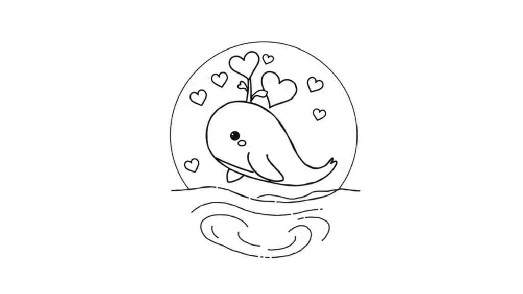 Whale blowing Heart-Shaped Water
