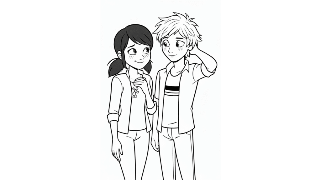 Marinette and Adrien Are Shyly Looking at Each Other
