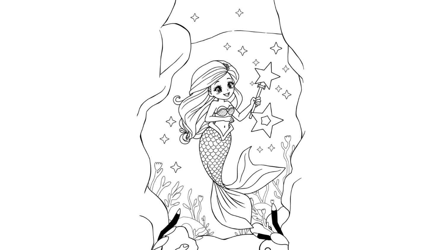 Mermaid Holding a Magic Wand
