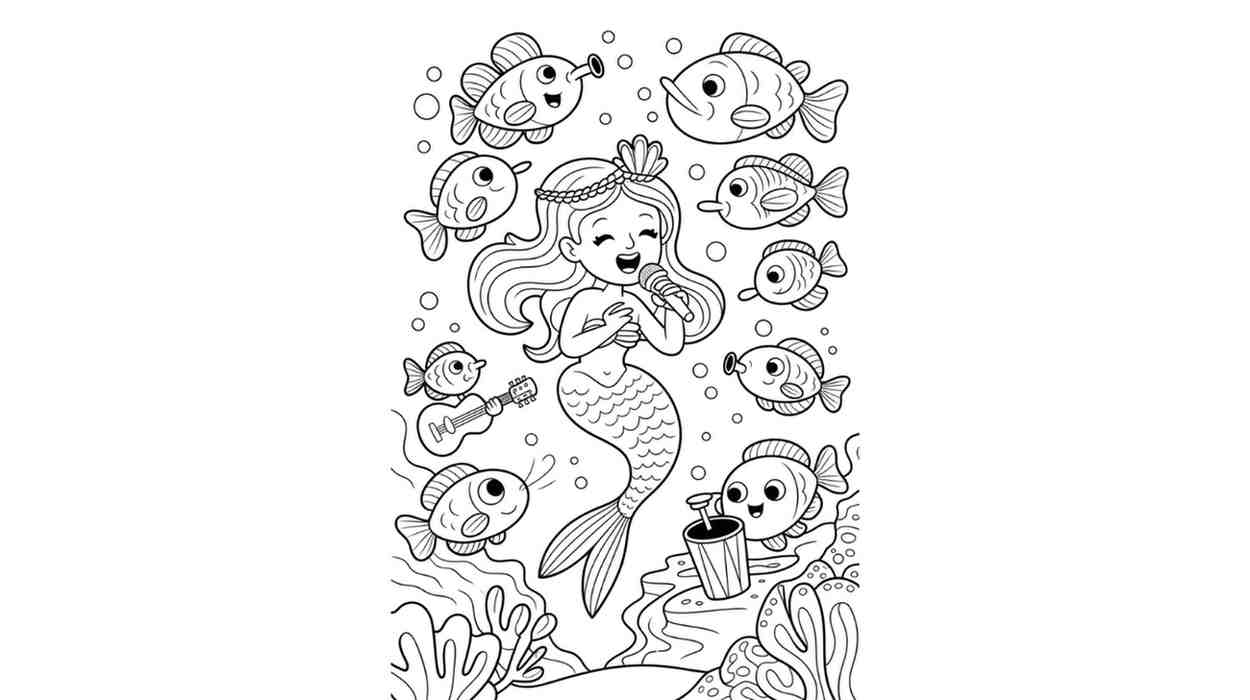 Mermaid Singing with a Fish Band