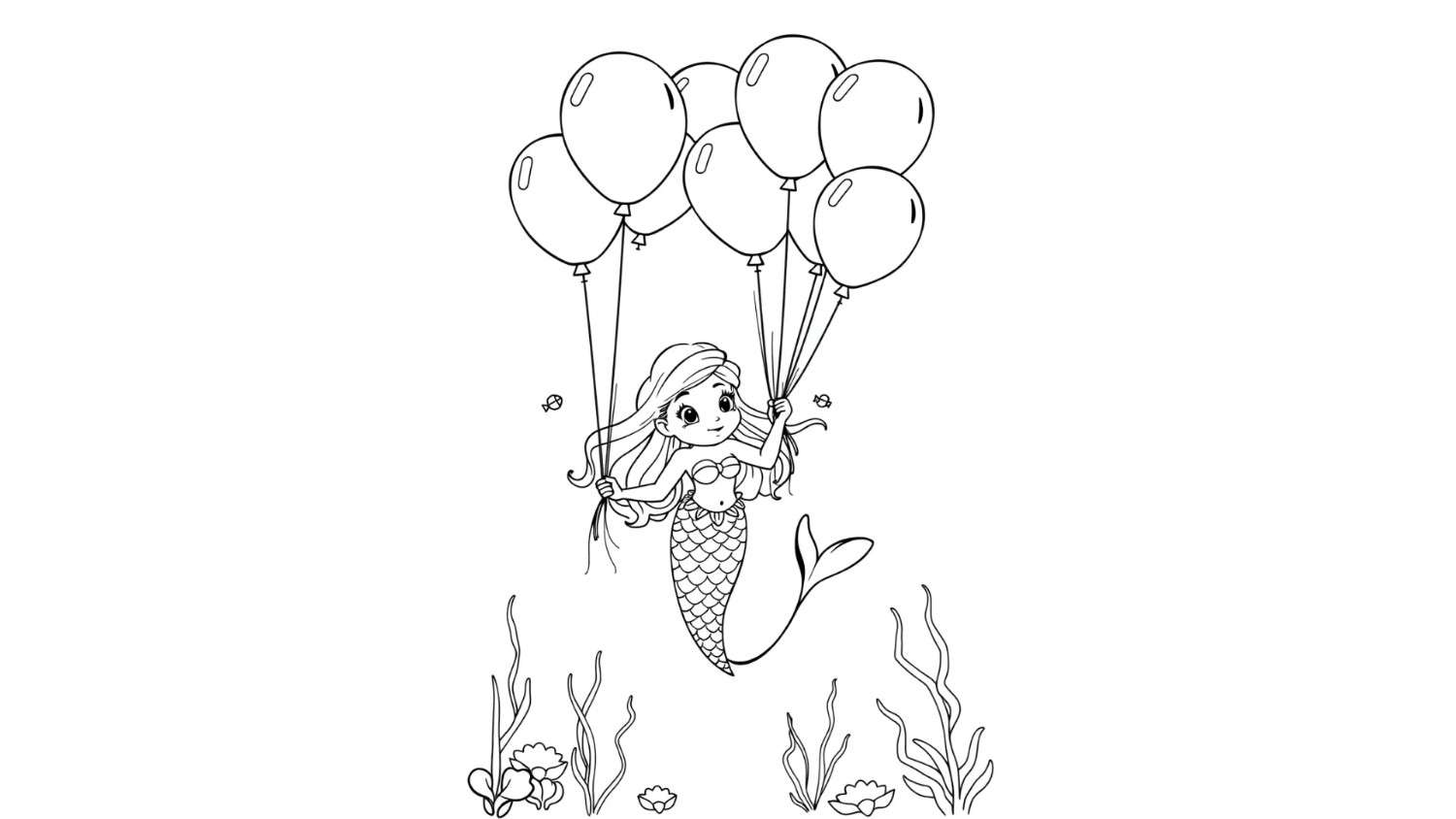 Mermaid with Floating Balloons