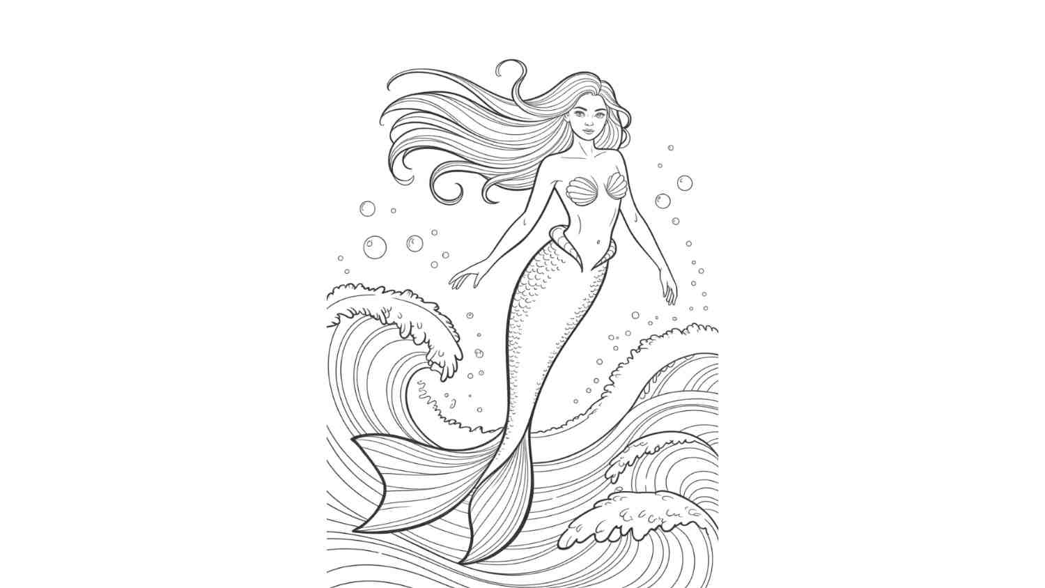 Mermaid with Flowing Hair in the Current
